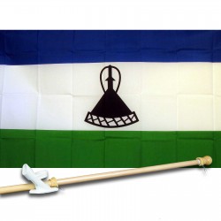LESTHO COUNTRY 3' x 5'  Flag, Pole And Mount.