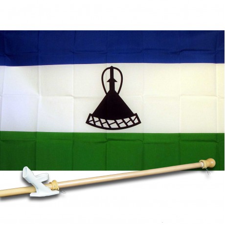 LESTHO COUNTRY 3' x 5'  Flag, Pole And Mount.