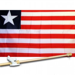 LIBERIA COUNTRY 3' x 5'  Flag, Pole And Mount.