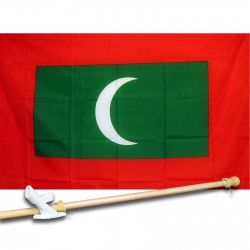 MALDIVES COUNTRY 3' x 5'  Flag, Pole And Mount.