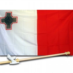 MALTA COUNTRY 3' x 5'  Flag, Pole And Mount.