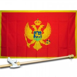 MONTENEGRO COUNTRY 3' x 5'  Flag, Pole And Mount.