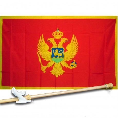 MONTENEGRO COUNTRY 3' x 5'  Flag, Pole And Mount.