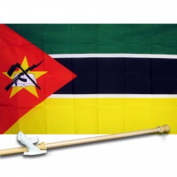 MOZAMBIQUE 3' x 5'  Flag, Pole And Mount.