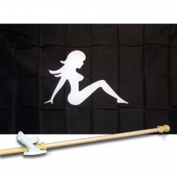 MUD FLAP GIRL 3' x 5'  Flag, Pole And Mount.