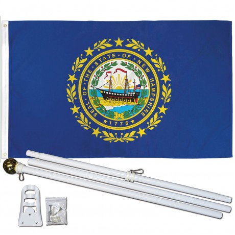 New Hampshire State 3' x 5' Polyester Flag, Pole and Mount