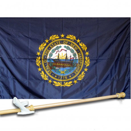 NEW HAMPSHIRE 3' x 5'  Flag, Pole And Mount.