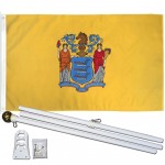 New Jersey State 3' x 5' Polyester Flag, Pole and Mount