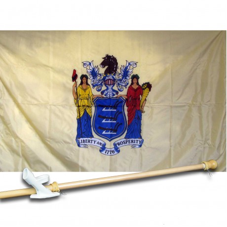 NEW JERSEY 3' x 5'  Flag, Pole And Mount.