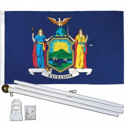 New York State 3' x 5' Polyester Flag, Pole and Mount
