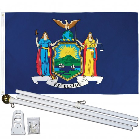 New York State 3' x 5' Polyester Flag, Pole and Mount