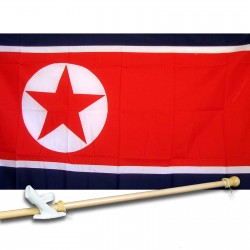 NORTH KOREA COUNTRY 3' x 5'  Flag, Pole And Mount.