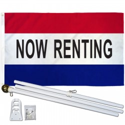 Now Renting Patriotic 3' x 5' Polyester Flag, Pole and Mount
