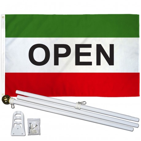 Open Green 3' x 5' Polyester Flag, Pole and Mount