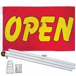 Open Red Yellow Bubble 3' x 5' Polyester Flag, Pole and Mount