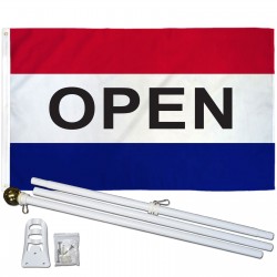 Open Patriotic 3' x 5' Polyester Flag, Pole and Mount