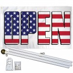 Open USA 3' x 5' Polyester Flag, Pole and Mount