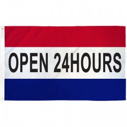 Open 24 Hours Patriotic 3' x 5' Polyester Flag