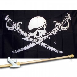 PIRATE BRETHERN 3' x 5'  Flag, Pole And Mount.