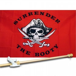 SURRENDER THE BOOTY 3' x 5'  Flag, Pole And Mount.