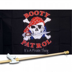 PIRATE BOOTY PATROL 3' x 5'  Flag, Pole And Mount.