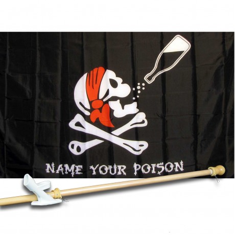 PIRATE NAME YOUR POISON 3' x 5'  Flag, Pole And Mount.