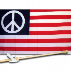 US PEACE HISTORICAL 3' x 5'  Flag, Pole And Mount.