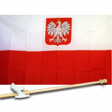 Poland Eagle 3' x 5' Flag, Pole And Mount