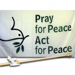 PRAY  FOR PEACE RELIGIOUS 3' x 5'  Flag, Pole And Mount.