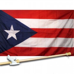 Puerto Rico 3' x 5' Ny-Glo Premium Nylon Flag, Pole And Mount