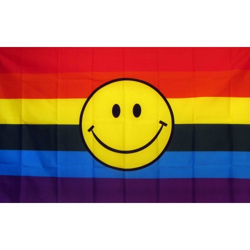 Rainbow Smiley Face 3 X 5 Polyester Flag F 2443 By