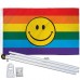 Rainbow Smiley Face 3' x 5' Polyester Flag, Pole and Mount