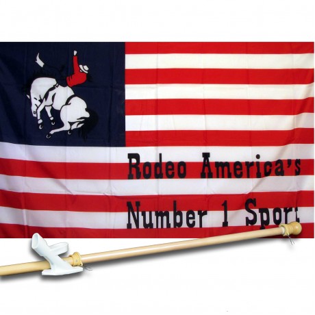 US RODEO #1 HISTORICAL 3' x 5'  Flag, Pole And Mount.