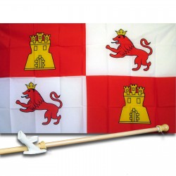 ROYAL STANDARD SPAIN HIST. 3' x 5'  Flag, Pole And Mount.