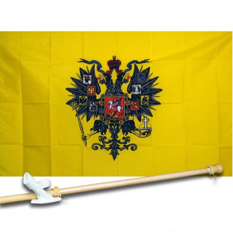 IMPERIAL RUSSIA HISTORICAL 3' x 5'  Flag, Pole And Mount.
