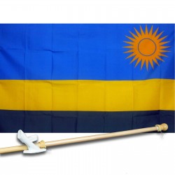 RWANDA COUNTRY 3' x 5'  Flag, Pole And Mount.
