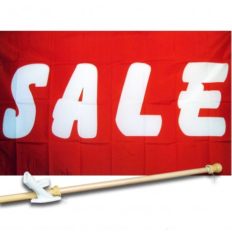 Sale Red White 3' x 5' Polyester Flag, Pole and Mount