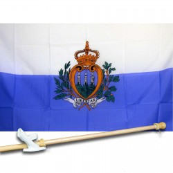 SAN MARINO COUNTRY 3' x 5'  Flag, Pole And Mount.