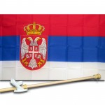 Serbia 3' x 5' Polyester Flag, Pole and Mount