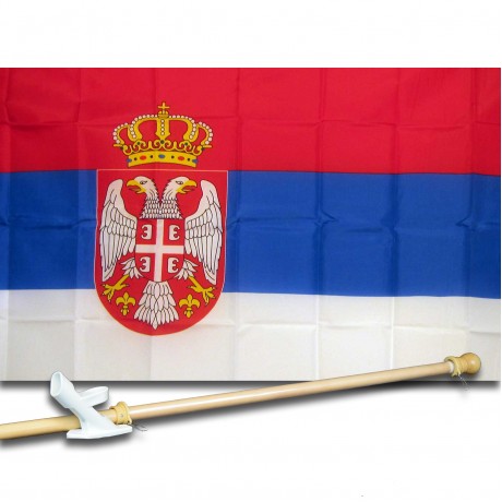 Serbia 3' x 5' Polyester Flag, Pole and Mount
