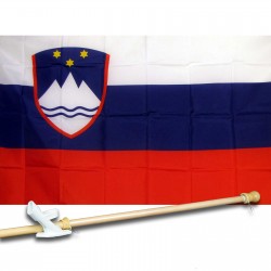 SLOVENIA 3' x 5'  Flag, Pole And Mount.