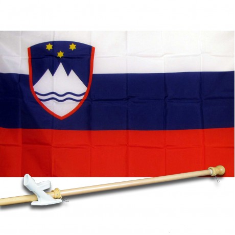 SLOVENIA 3' x 5'  Flag, Pole And Mount.