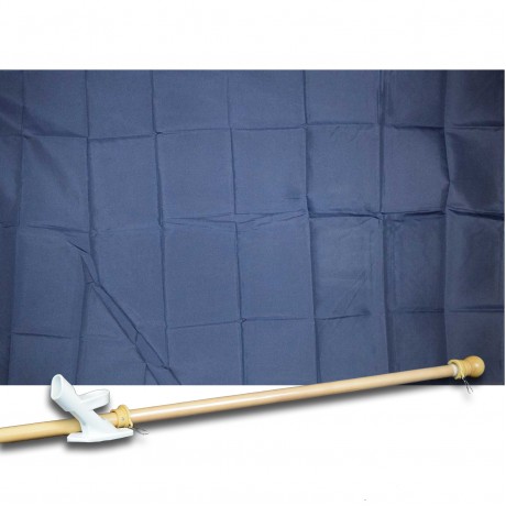 BLUE SOLID 3' x 5'  Flag, Pole And Mount.