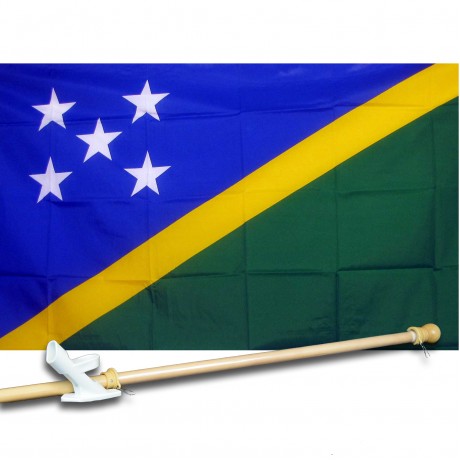 SOLOMAN ISLANDS COUNTRY 3' x 5'  Flag, Pole And Mount.
