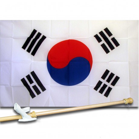 South Korea 3' x 5' Polyester Flag, Pole and Mount