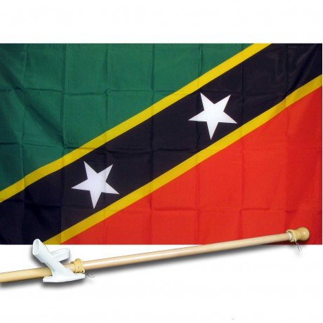 ST KITTS & NEVIS 3' x 5'  Flag, Pole And Mount.