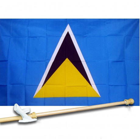 ST LUCIA COUNTRY 3' x 5'  Flag, Pole And Mount.