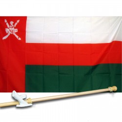 SULTANATE OMAN COUNTRY 3' x 5'  Flag, Pole And Mount.
