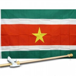 SURINAME COUNTRY 3' x 5'  Flag, Pole And Mount.