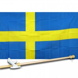 Sweden 3' x 5' Polyester Flag, Pole and Mount